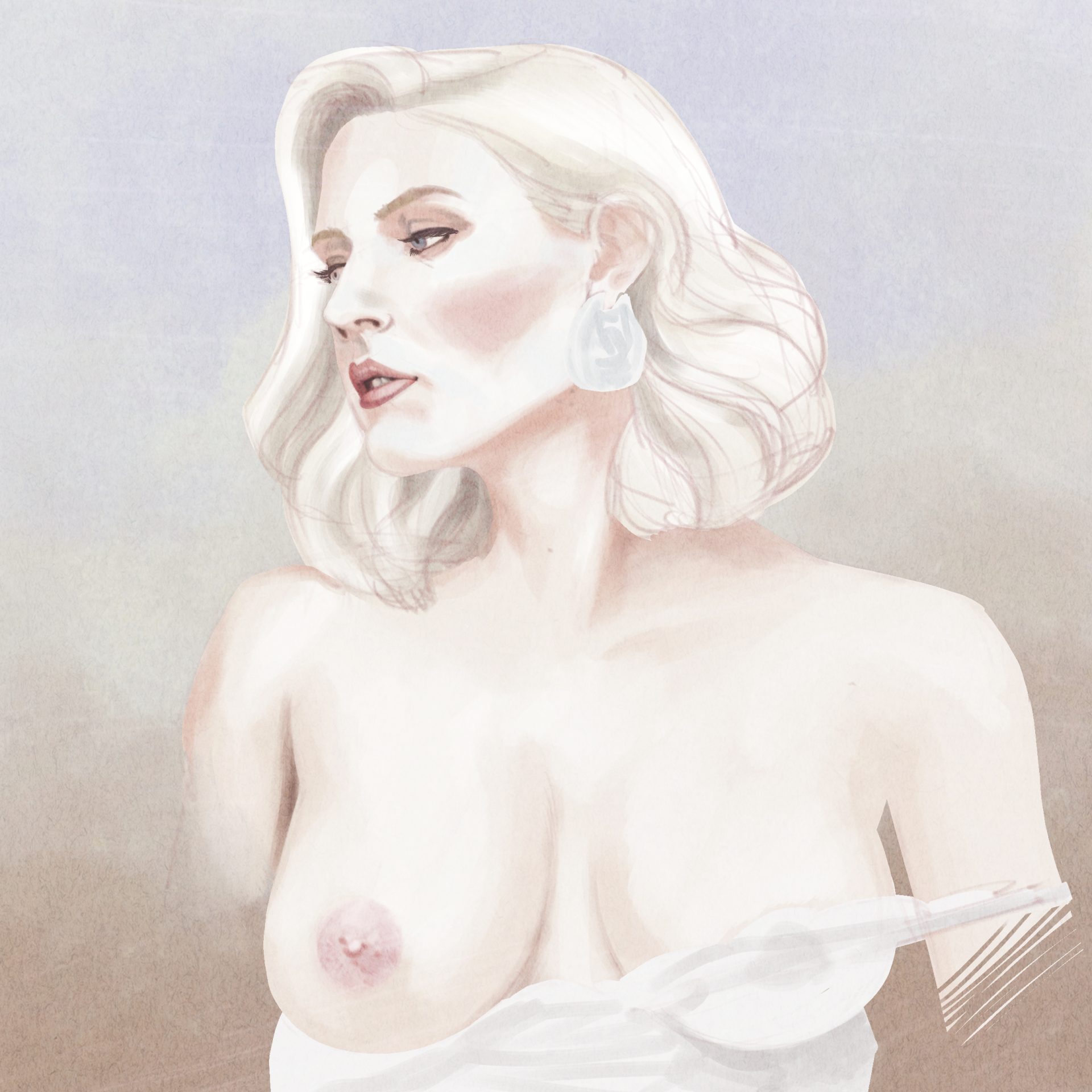 Digital painting of blond and pale skin woman. By Julien Hugonnard-Bert – Illustrateur & Enseignant