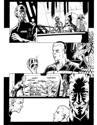 Star Wars comic book page. Black and white. Inks by Julien Hugonnard-Bert. Original art for sale