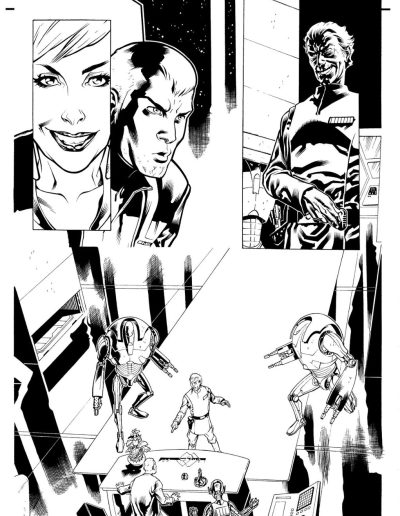 Star Wars comic book page. Black and white. Inks by Julien Hugonnard-Bert. Original art for sale
