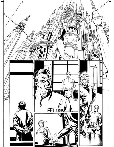 Star Wars comic book page. Black and white. Inks by Julien Hugonnard-Bert. Original art for sale