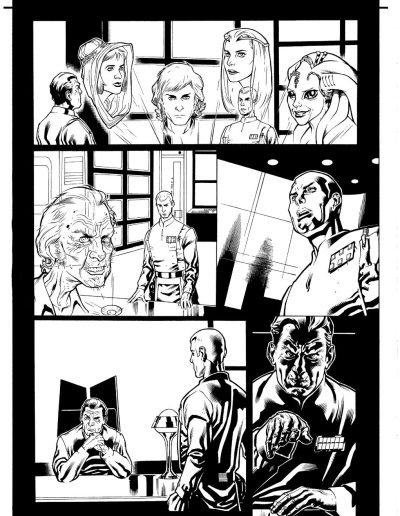 Star Wars comic book page. Black and white. Inks by Julien Hugonnard-Bert. Original art for sale