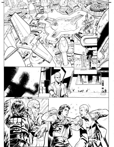 Star Wars comic book page. Black and white. Inks by Julien Hugonnard-Bert. Original art for sale