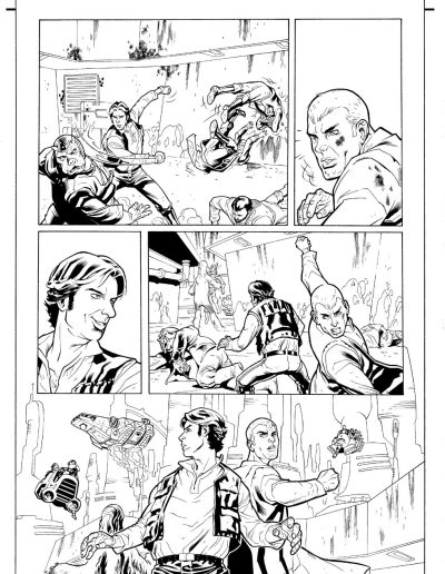 Star Wars comic book page. Black and white. Inks by Julien Hugonnard-Bert. Original art for sale