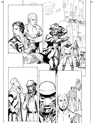 Star Wars comic book page. Black and white. Inks by Julien Hugonnard-Bert. Original art for sale