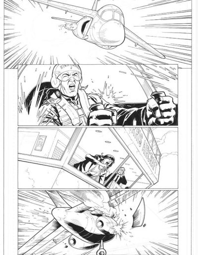 Injustice comic book page. Black and white. Inks by Julien Hugonnard-Bert. Original art for sale