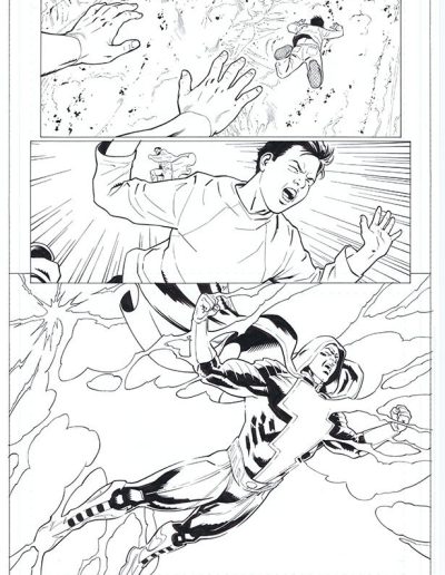 Injustice comic book page. Black and white. Inks by Julien Hugonnard-Bert. Original art for sale