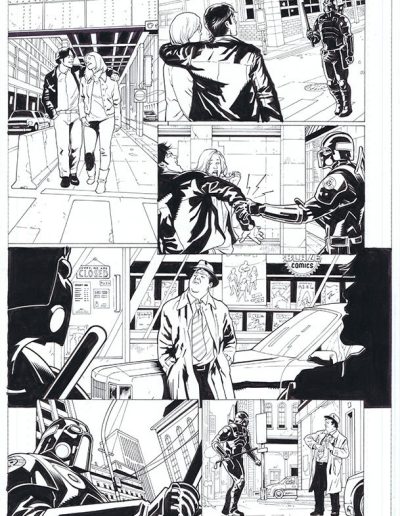 Injustice comic book page. Black and white. Inks by Julien Hugonnard-Bert. Original art for sale