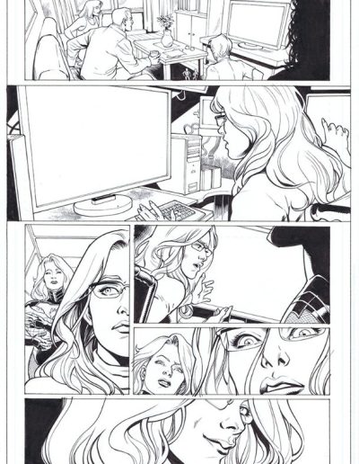 Injustice comic book page. Black and white. Inks by Julien Hugonnard-Bert. Original art for sale