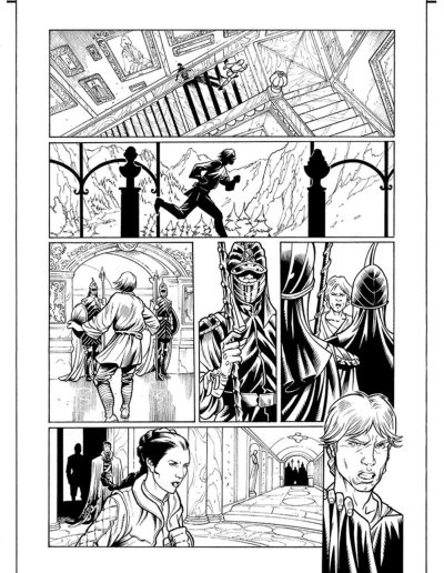 Star Wars comic book page. Black and white. Inks by Julien Hugonnard-Bert. Original art for sale