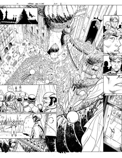 Star Wars comic book page. Black and white. Inks by Julien Hugonnard-Bert. Original art for sale