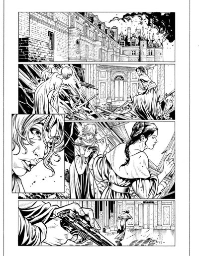 Star Wars comic book page. Black and white. Inks by Julien Hugonnard-Bert. Original art for sale