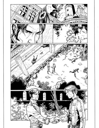 Star Wars comic book page. Black and white. Inks by Julien Hugonnard-Bert. Original art for sale